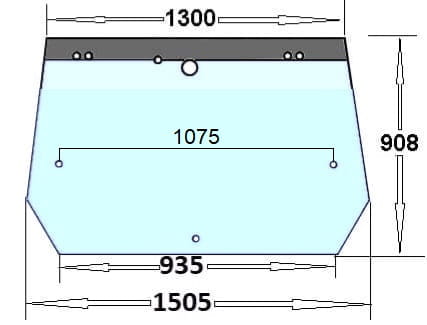 Szyba tylna z czarnym pasem do ciągnika Case, Fiat, Ford, New Holland - 82016997