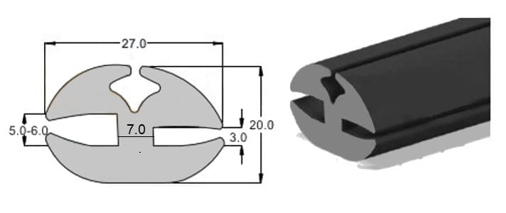 Uszczelka szyby z klinem - klin w zestawie
