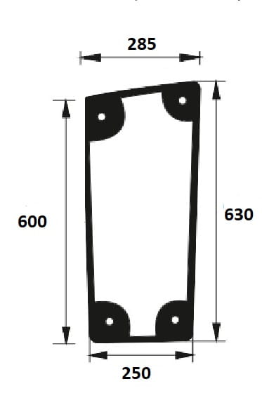 Szyba przednia dolna prawa do ciągnika Farmtrac PODKAB000008