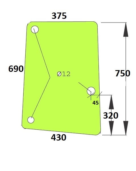 szyba boczna lewa do ciągnika John Deere L171976, L113306